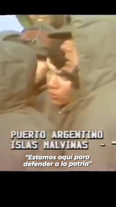 Soldados conscriptos en Puerto Argentino Islas Malvinas, 1982.