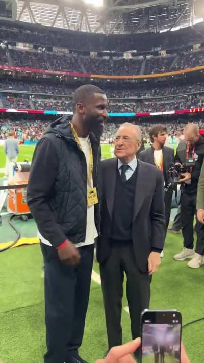 Papa Flo and Rudiger share a moment at the NFL game