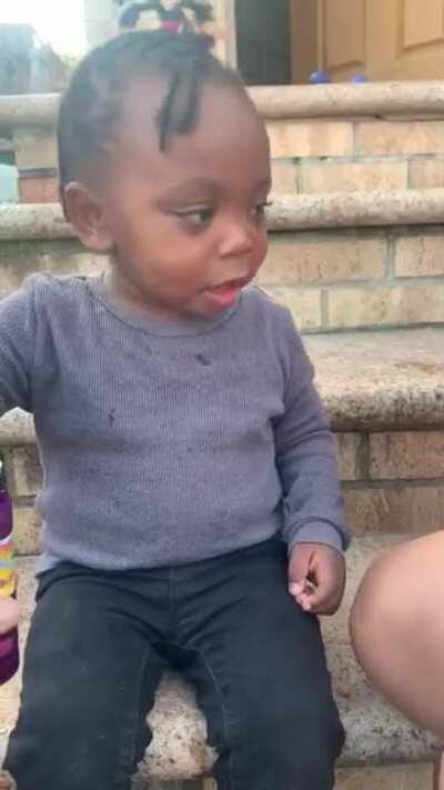 My princess having a hard time with her bubbles will make you smile