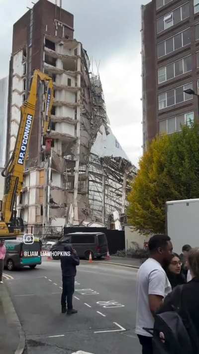 Scaffolding gave way during the demolition of Albert Bridge House in Manchester, 24th October 2025.