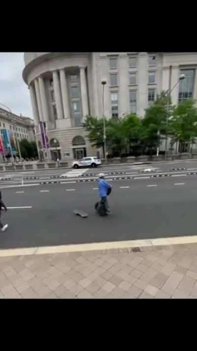 Skateboarder attempts a trick