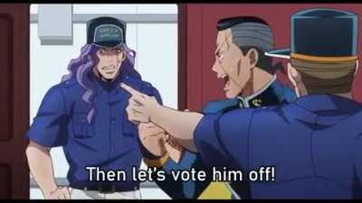Among us in JoJo's BA. Credits go to u/LOLSOHARDLMAO from u/ShitPostCrusaders