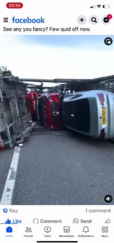 I don’t think there’s any Porsches here. Happened earlier outside Brands Hatch. Sad day for Everyman Racing.