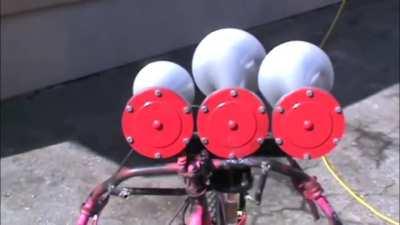 Bicycle owner installs 3 train horns.