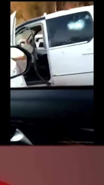 Shredded military vehicle