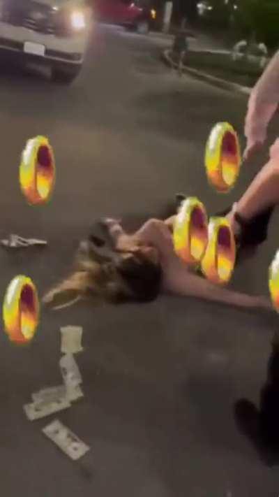 Cop slams the rings out a woman