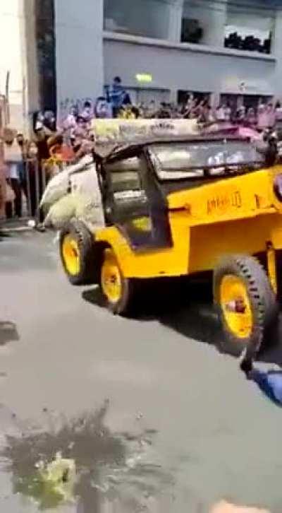 Dude literally took his car out for a spin..