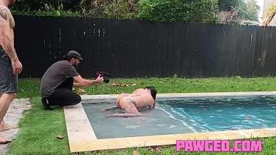 Behind The Scenes Pawg Goth Emo Big Ass Oiled Pool Porn GIF PAWGED