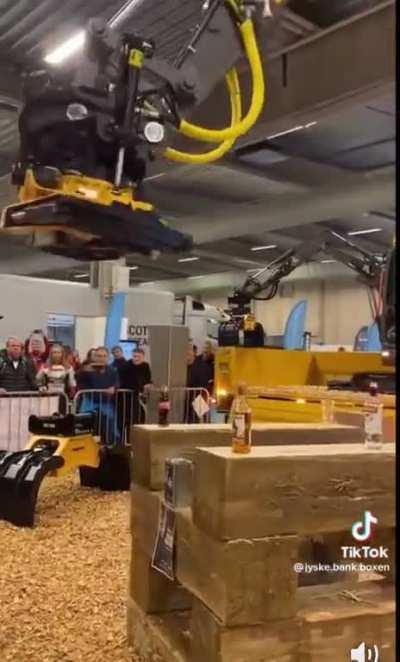 Guy shows off insane precision skills operating an excavator