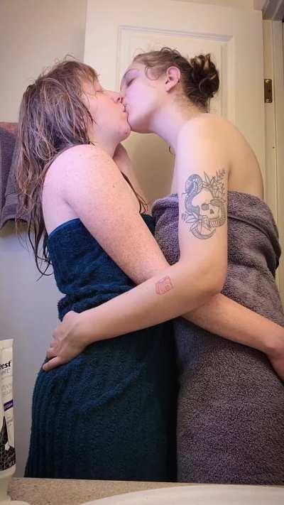 Kissing my lovely girlfriend after the shower