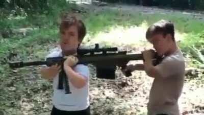 little men and a gun