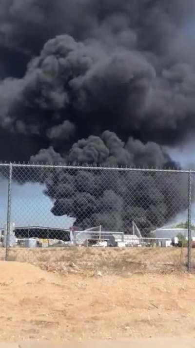 Huge fire at the recycling plant.