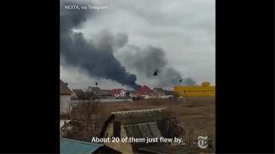 Russian helicopters attack an airport near Kyiv (Feb. 24); Source: NYT