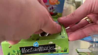 Free seedling packages from Albert Heijn supermarket in the Netherlands turns into signs and holders.