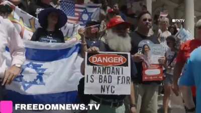 Eric Adams' anti-Zohran Mamdani coalition demonstrating at NYCity Hall