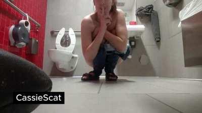 Taking a BIG Dump in Target's Trashcan [F] [GIF]