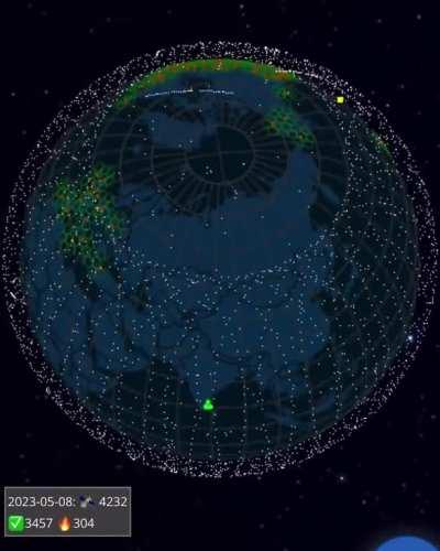 There are 3,457 active Starlink satellites at this moment.