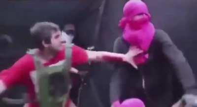 Little scuffle until frying pan man shows up