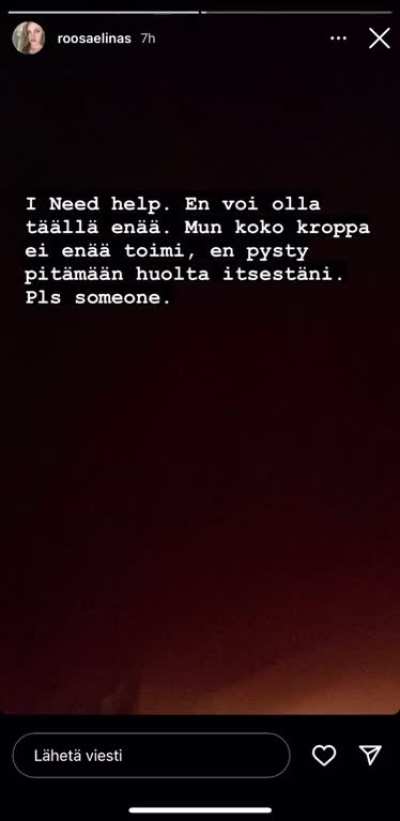 Roosa pyytää apua Instassa - Jakaa whatsapp-numeroaan juttukaveri/avun toivossa