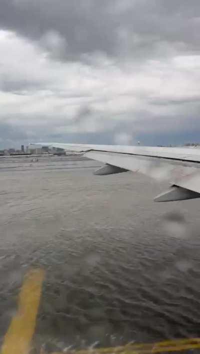 Passenger view of the Dubai airport floods due to heavy rains 