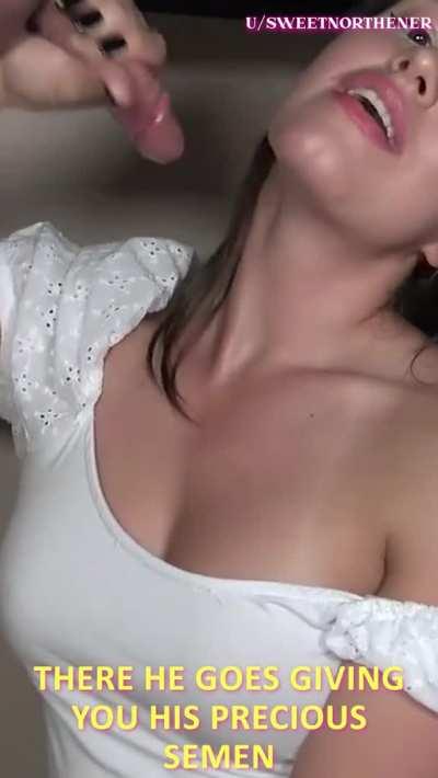 Clever sissy will always gets her daily dose of cum