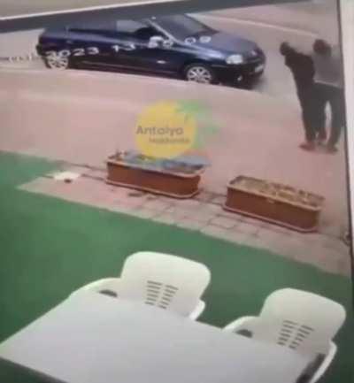 Two men tried to save the bird caught in the electric wire with an iron bar and they were electrocuted.