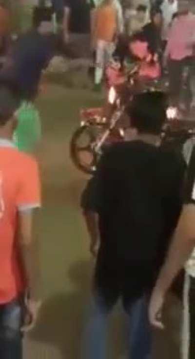 Showing off your on fire motorcycle