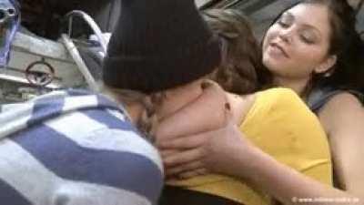 You don't get a mouthful of Milena's massive tits, you get a faceful.