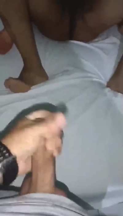 Once again that cuckold husband handed over his wife to me for sex and was masturbating while watching both of us.