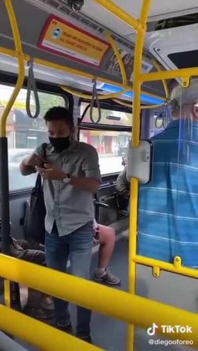 woman spits on someone on the bus, gets what she deserves