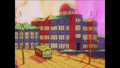 This scene from the 1983 Japanese anime Barefoot Gen, showing the aftermath of the nuclear bomb dropped on Hiroshima.