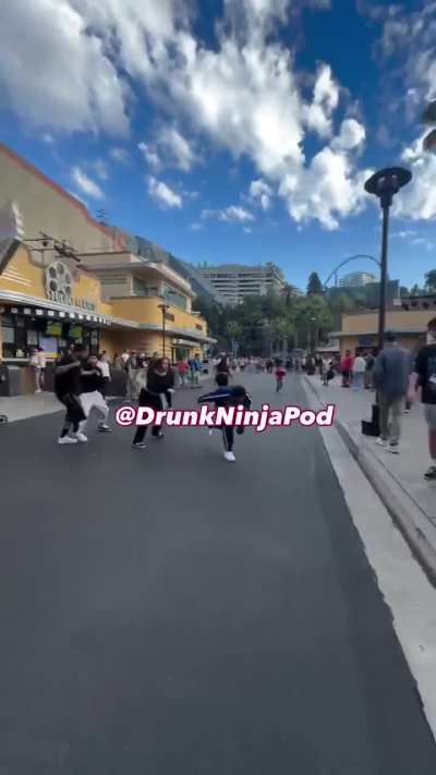 Megatron witnessing a fight at Universal Studios