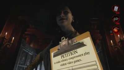 Postal Dude is begging Vampire Lady to sign his petition.