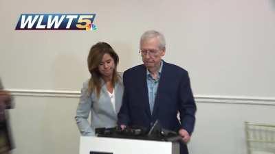 Mitch McConnell has another dazed and confused episode at a presser in Covington today before being led away by handlers