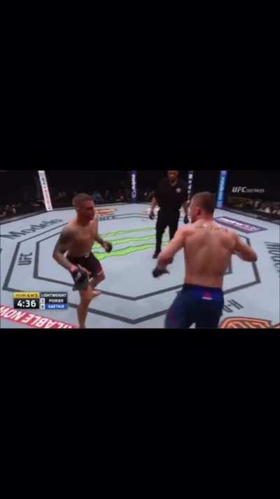 Dustin Poirier teaches Justin Gaethje the number one lesson when it comes to throwing naked leg kicks against a southpaw: Don't throw naked leg kicks against a southpaw