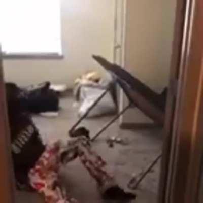 Guy drop kicking TV ! meme