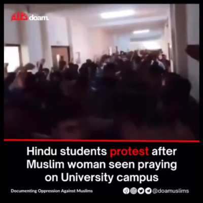 One woman practicing her religion is enough to trigger hundreds of hindus into protesting. How much more pathetic, desperate and weak can they be?