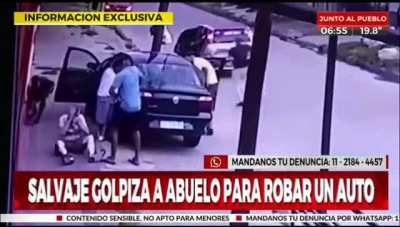 Salvaje golpiza a un abuelo para robarle el auto.