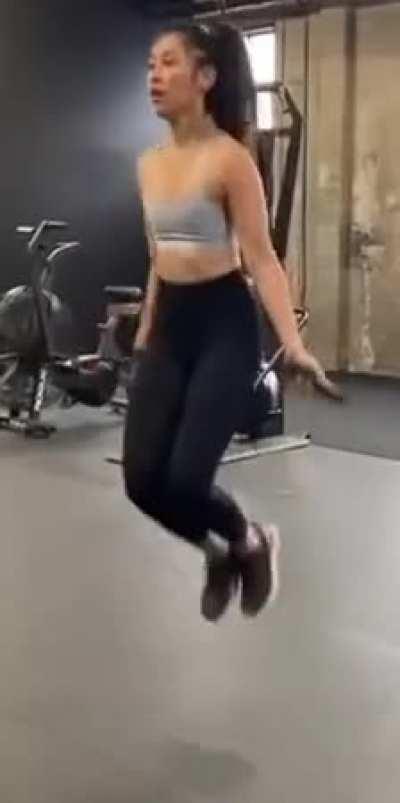 Olivia jump rope and bouncing tits