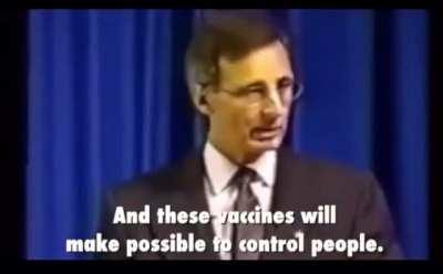 Pierre Gilbert talking in 1995 about mandatory vaccinations being used to plant ‘liquid crystals’ into the brain for control by electromagnetic waves
