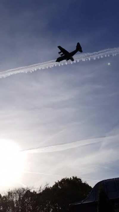C-130 hercules flying over head whilst I was gardening a while back.