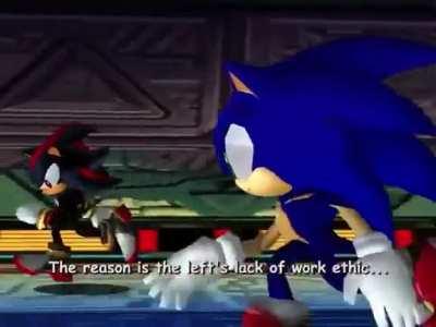 Shadow finally appeals to the fans and question's Sonic's work ethic