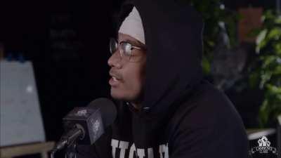 You just know kanye zoned out the whole time nick was talking because he knew he was gonna do that