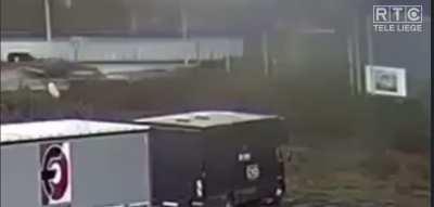 The video of the “non braking before a roundabout then fly trough a sports hall” that happened yesterday in Belgium