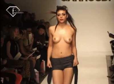 Completely topless, bouncy, and busty