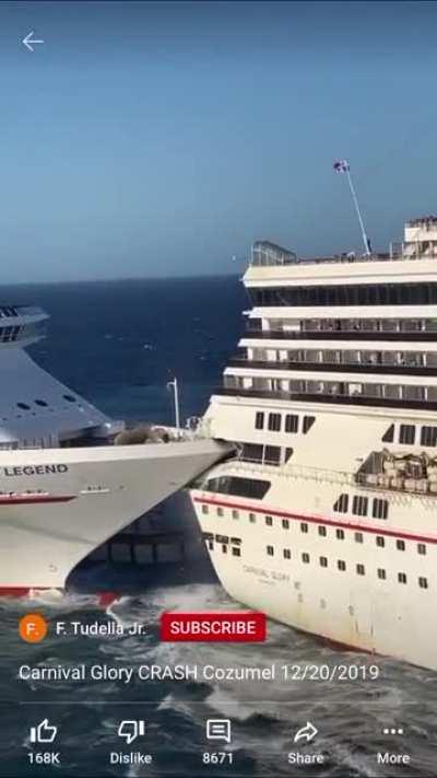 Cruise ship gets rear ended