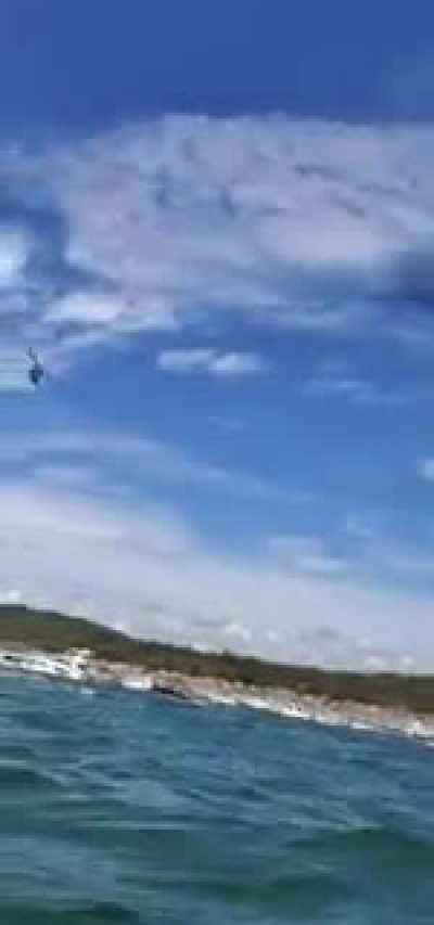 Point of view of a boat sinking (Lake Travis Trump Parade)