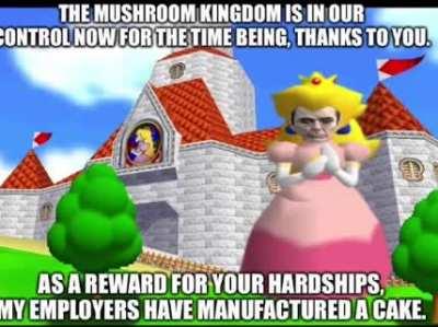 gman thought he could fool me by wearing a big pink dress and disguising as princess peach to hide the fact that he is an evil spy for king koopa!!!!!