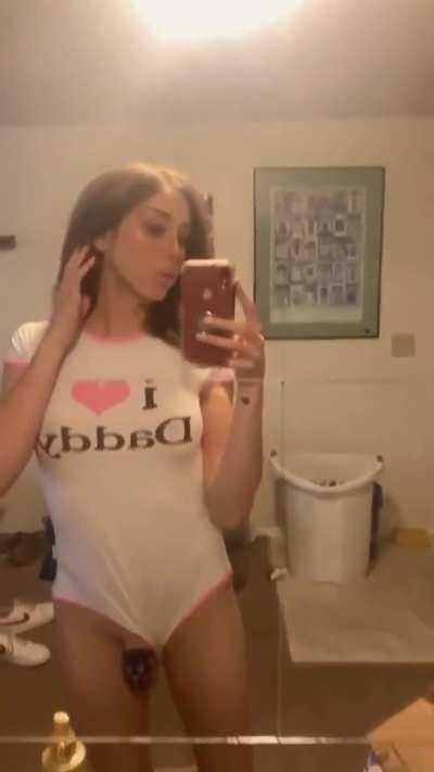 She obediently waits for her Daddy!