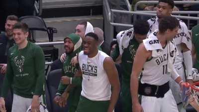 [Highlight] Khris misses the 3, but sticks with the play and slams it home